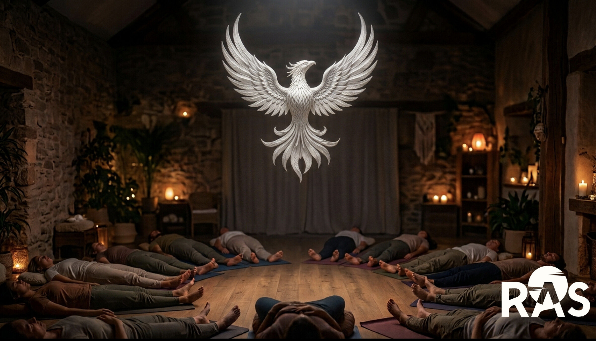 Transformatieve ademhalingssessie in de yogaruimte van RAS PTC